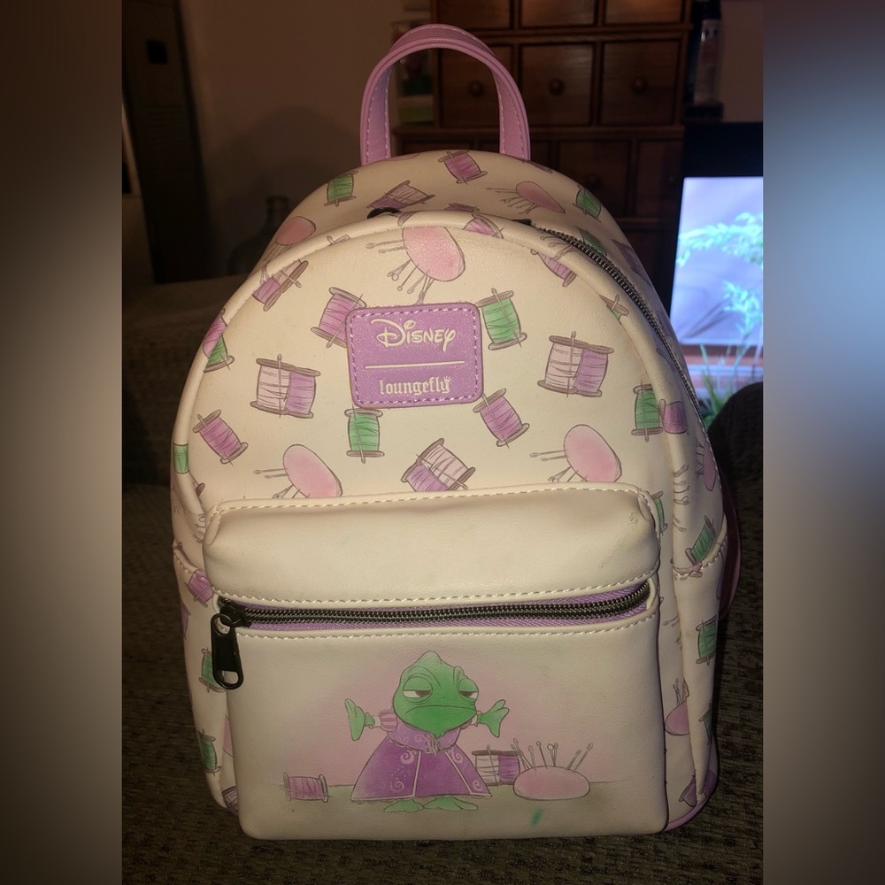 Loungefly Disney Tangled Pascal Sewing All Over Print Mini Backpack
